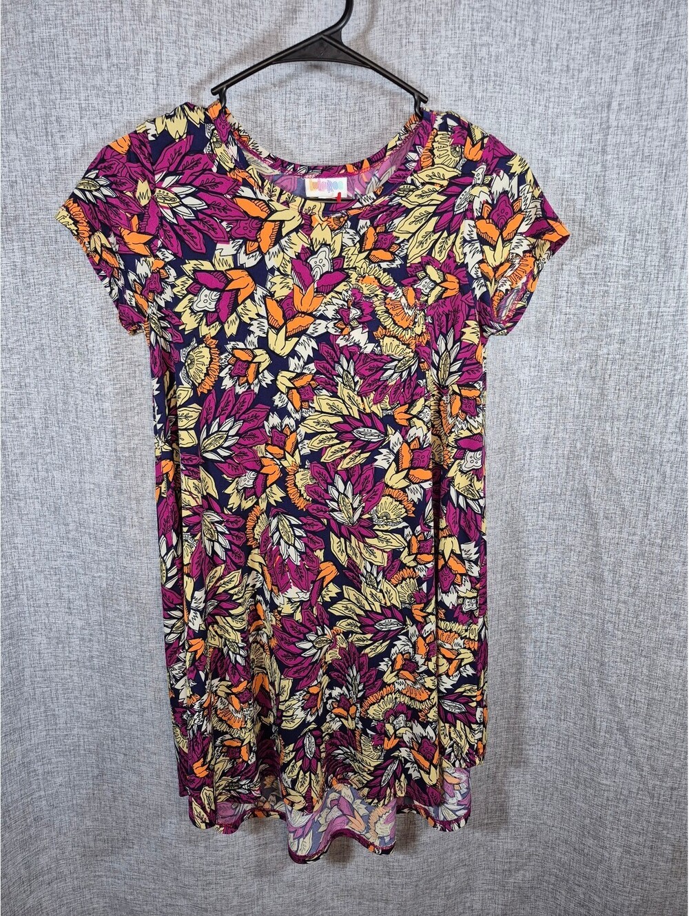 LuLaRoe Girls Size 10 Purple Orange Floral Pocket Dress NWOT